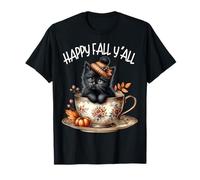 Cats And Coffee Fall Themed Kitten Graphic Happy Fall YALL Maglietta