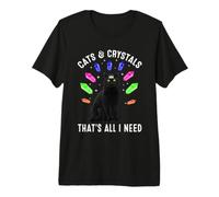 Cats And Crystals That's all I Neee Aesthetic Black Cat Maglietta Premium