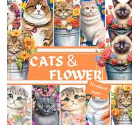 CATS AND FLOWER SCRAPBOOK PAPER: This is a double sided craft paper, used in DIY junk journals, EPHEMERA, ORIGAMI, DECOUPAGE, MIXED MEDIA ART, Collage