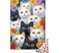Cats And Flowers Art 1000 Pezzi Carta Ecologica Puzzle Premium Decompressione Gioco Educativo Idea Regalo Regali 38x26cm/1000pcs