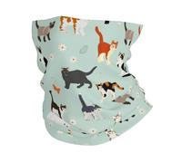Cats And Flowers Cute Animal Cartoon Ghetta da Collo Durevole Passamontagna Elegante Bandana per Arrampicata Escursionismo Pesca 25X50Cm