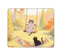 Cats and Swing Tappetino per mouse da gioco con base in gomma antiscivolo, quadrato, per computer da ufficio, 25,4 x 30,5 cm