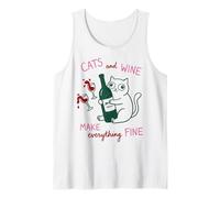Cats And Wine Make Everything Fine Funny Cat Mom Canotta