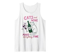 Cats And Wine Make Everything Fine Funny Cat Mom Canotta