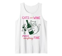 Cats And Wine Make Everything Fine Funny Cat Mom Canotta
