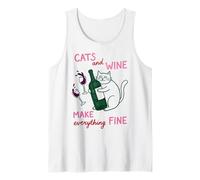 Cats And Wine Make Everything Fine Funny Cat Mom Canotta