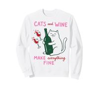 Cats And Wine Make Everything Fine Funny Cat Mom Felpa