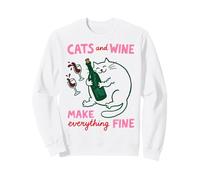 Cats And Wine Make Everything Fine Funny Cat Mom Felpa