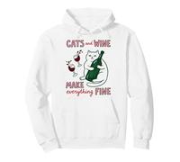 Cats And Wine Make Everything Fine Funny Cat Mom Felpa con Cappuccio