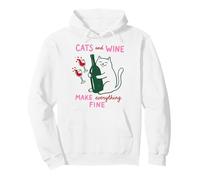 Cats And Wine Make Everything Fine Funny Cat Mom Felpa con Cappuccio