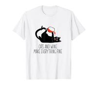 Cats and Wine make everything fine Vino Maglietta