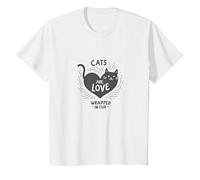 Cats Are Love Wrapped in Fur - Adorabile Amante degli Animali Domestici Maglietta, Bambini, Bianco, 12 Anni