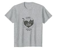 Cats Are Love Wrapped in Fur - Adorabile Amante degli Animali Domestici Maglietta, Bambini, Grigio Melange, 12 Anni