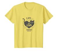 Cats Are Love Wrapped in Fur - Adorabile Amante degli Animali Domestici Maglietta, Bambini, Limone, 12 Anni