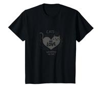 Cats Are Love Wrapped in Fur - Adorabile Amante degli Animali Domestici Maglietta, Bambini, Nero, 6 Anni