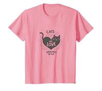 Cats Are Love Wrapped in Fur - Adorabile Amante degli Animali Domestici Maglietta, Bambini, Rosa, 6 Anni