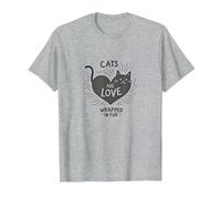 Cats Are Love Wrapped in Fur - Adorabile Amante degli Animali Domestici Maglietta, Uomo, Grigio Melange, 6XL