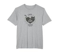 Cats Are Love Wrapped in Fur - Adorabile Amante degli Animali Domestici Maglietta, Uomo Taglie Grandi, Grigio Melange, 6X Tall