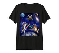Cats Attack Funny Meow Wars Cat in Space Kitten Lovers Maglietta Premium