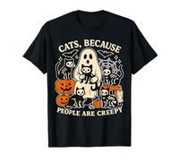 Cats Because People Are Creepy, Regalo per Gli Amanti dei Gatti di Halloween Maglietta