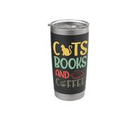 Cats Books and coffee - Libro e caffè per gatti Bicchiere termico in acciaio inox doppia parete