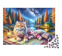 Cats Camping Gear Jigsaw Puzzle Impossible 1000 Pezzi Decorazione Per La Casa. Rilassamento E Intelligence Per Adulti E Ragazzi Da 14 Anni 52x38cm/1000pcs