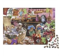 Cats Doing Laundry Colourful Cats at Market 1000 Pcs Jigsaw Puzzles Adults Brain Development Classic Educational Games 70x50cm/1000pcs
