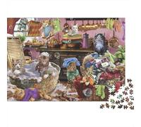 Cats Doing Laundry Puzzle 1000 Pezzi Busy Cats in Cartone Qualità Premium Per Appassionati Riunioni Amici Allenare La Mente Interlocking Regalo 52x38cm/1000pcs