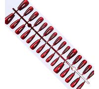 Cats Eye Press On Nails Stick Falso Lucido Gel Finti Acrilici GULE PRESO PER RAGAZZE RAGAZZE SETTA ALLA