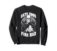 Cats Good Fire Bad Funny Frankenstein Cat Lover Gattino Felpa