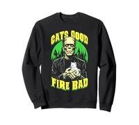 Cats Good Fire Bad Funny Frankenstein Cat Lover Gattino Felpa