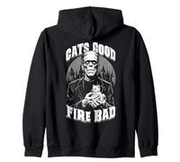 Cats Good Fire Bad Funny Frankenstein Cat Lover Gattino Felpa con Cappuccio