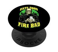 Cats Good Fire Bad Funny Frankenstein Cat Lover gattino PopSockets PopGrip Adesivo