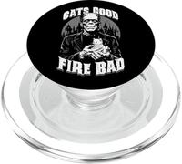 Cats Good Fire Bad Funny Frankenstein Cat Lover gattino PopSockets PopGrip per MagSafe