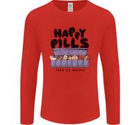 Cats Happy Pills Funny Feline Uomo Long Sleeve T-Shirt