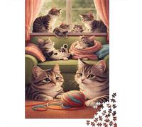 Cats in Cozy Home 1000 Pezzi Carta Ecologica Puzzle Premium Decompressione Educativa Decorazione Murale Regali 70x50cm/1000pcs
