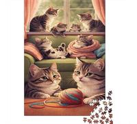 Cats in Cozy Home 1000 Pezzi Cartone Cats in Yarn Bowls & Baskets Puzzle Per Adulti Progettazione Precisa Serata Di Giochi Anti-stress Ecologico Relax 52x38cm/1000pcs