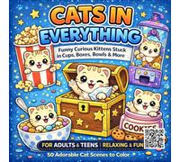 Cats in Everything: Funny Curious Kittens Stuck in Cups, Boxes, Bowls & Everyday Objects | Cute and Easy Coloring Book for Adults & Teens