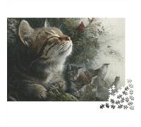 Cats in Nature Scene 1000 Pezzi Big Cat Watches Birds Bundle Di Cartone Robusto Per Adulti E Bambini 12+ Allenamento Cerebrale Attività Di Vacanza Natale Perfetta Idea Regalo Di Compleanno 38x26cm/100