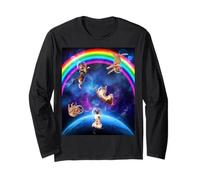 Cats in Space Kitten Outerspace Galaxy Funny Cat Lovers Maglia a Manica