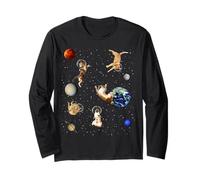 Cats in Space Kitten Outerspace Galaxy Funny Cat Lovers Maglia a Manica