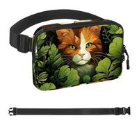 Cats in the Green Leaf Jungle-1490 Marsupio da uomo e da donna, marsupio con tracolla regolabile, alla moda, borsa a tracolla ovunque, per viaggi all'aperto, corsa, escursionismo, multicolore,