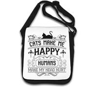 Cats Make Me Happy Humans Make My Head Hurt Borsa a tracolla bianca