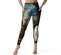 Cats Meow Meow Church Leggings da donna a vita alta pantaloni da yoga con tasche per corsa e allenamento, Stile:, XL