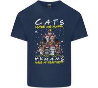 Cats Mi Rendono Felice Divertente Natale Uomo Cotone T-Shirt Tee Top