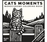 Cats Moments: A Mindful Monochrome Coloring Book Featuring 45 Peaceful Cat Scenes for Adults - Perfect for Stress Relief and Relaxation