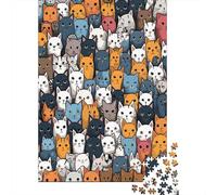 Cats Pattern Art 1000 Pezzi Cartone Opaco Cute Cat Faces Seamless Pattern Puzzle Familiare Per Adolescenti Facile Da Afferrare Serata Di Giochi Regalo Perfetto 70x50cm/1000pcs