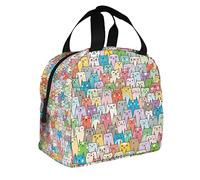 Cats Pattern Men Lunch Bag Lovely Pet Cartoon Animal Artwork Funny Cute Kitten Doddle Style Riutilizzabile Lunch Bag for Work School Beach