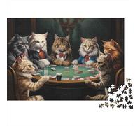 Cats Playing Poker Colourful Cats Playing Poker 1000 Pieces Jigsaws Adults The Impossible Challenge Home Activity 52x38cm/1000pcs
