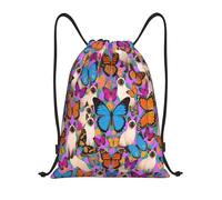 Cats Purple Butterflies Blue Sacca Regolabile Sacca con Cordoncino Unisex Zaini per Scuola Donna Spiaggia 36X42Cm